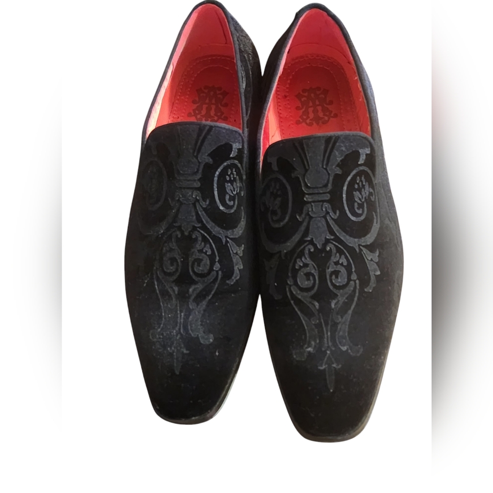 Men's Black Velvet Paisley  Loafers Tuxedo and Prom Style